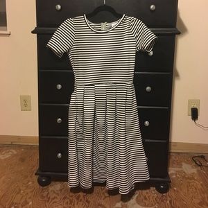 B&W Striped LulaRoe Amelia Dress | Size Medium